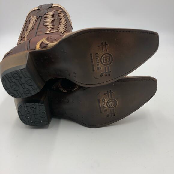 Circle G Brown and Gold Ankle Boots - Picture 8 of 11